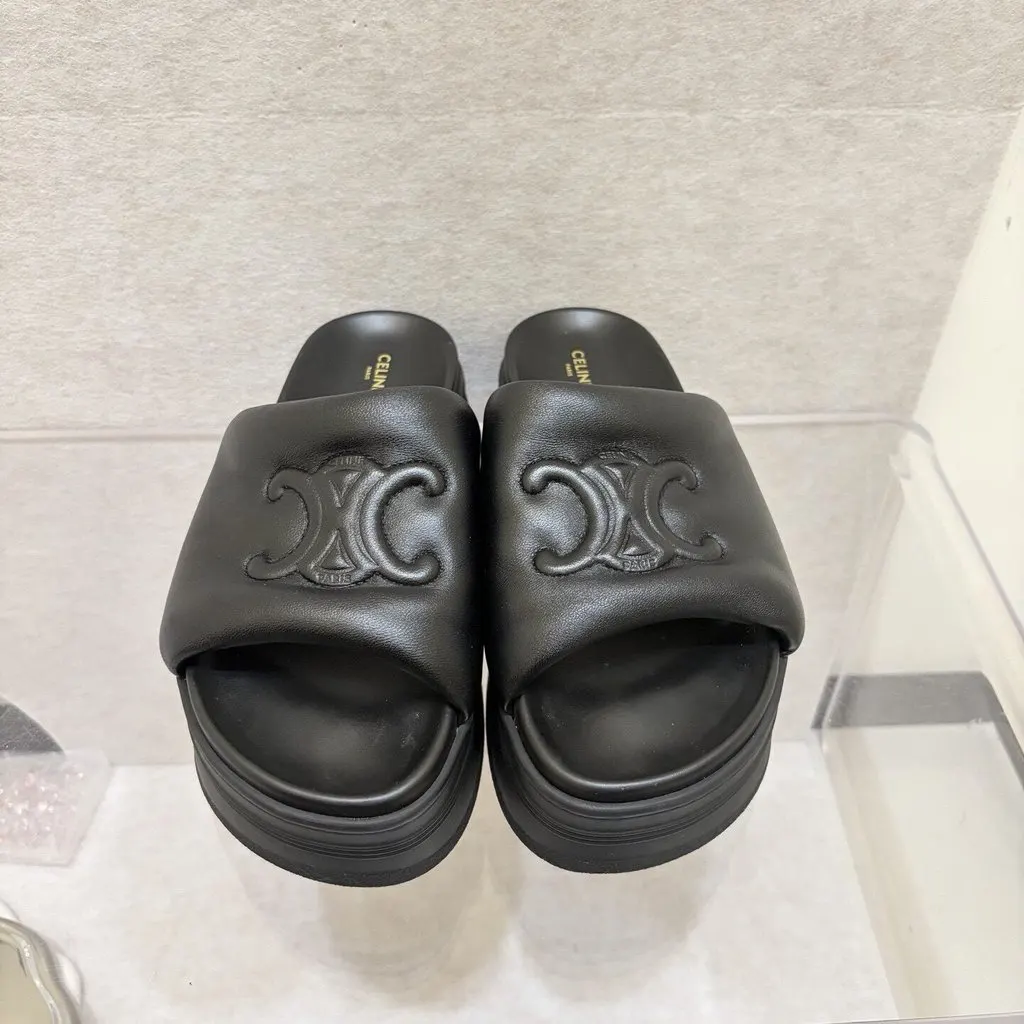 Celine Black Leather Sandals Black Leather Fair - Back View