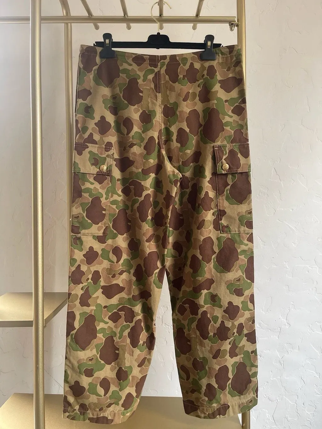 Celine Khaki Cotton Trousers Khaki Cotton Very good - Back View