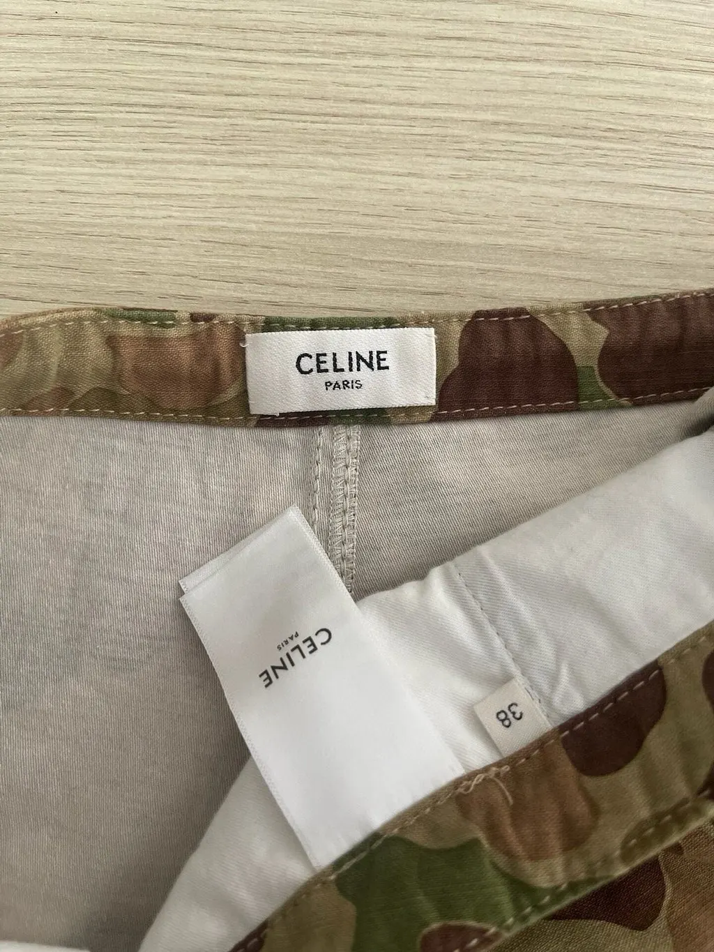 Celine Khaki Cotton Trousers Khaki Cotton Very good - Inside View