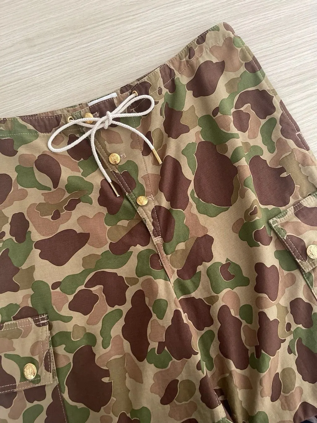 Celine Khaki Cotton Trousers Khaki Cotton Very good - Model View