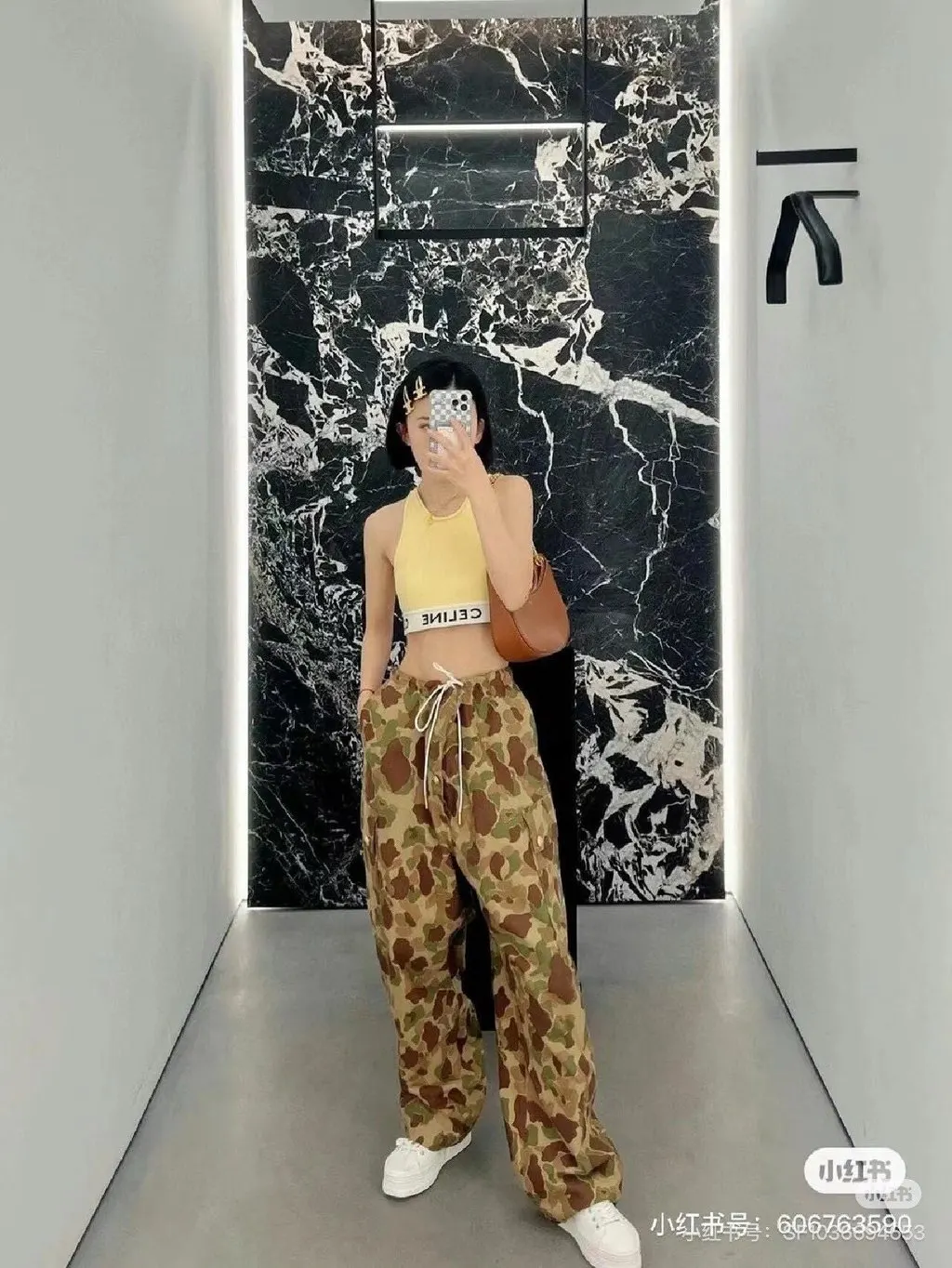 Celine Khaki Cotton Trousers Khaki Cotton Very good - Box View