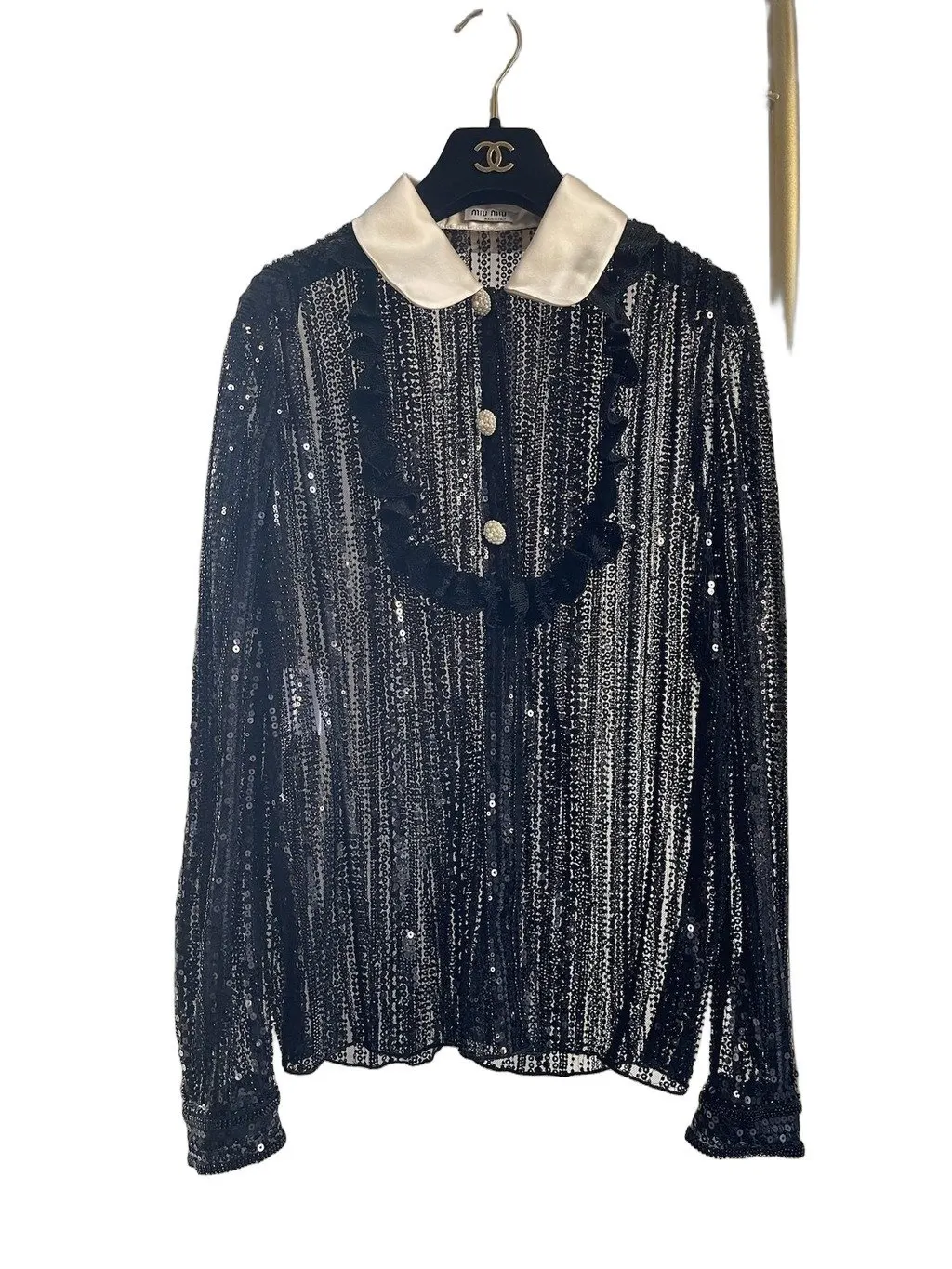 Miu Miu Black Silk Top Black Silk Very good - Front View