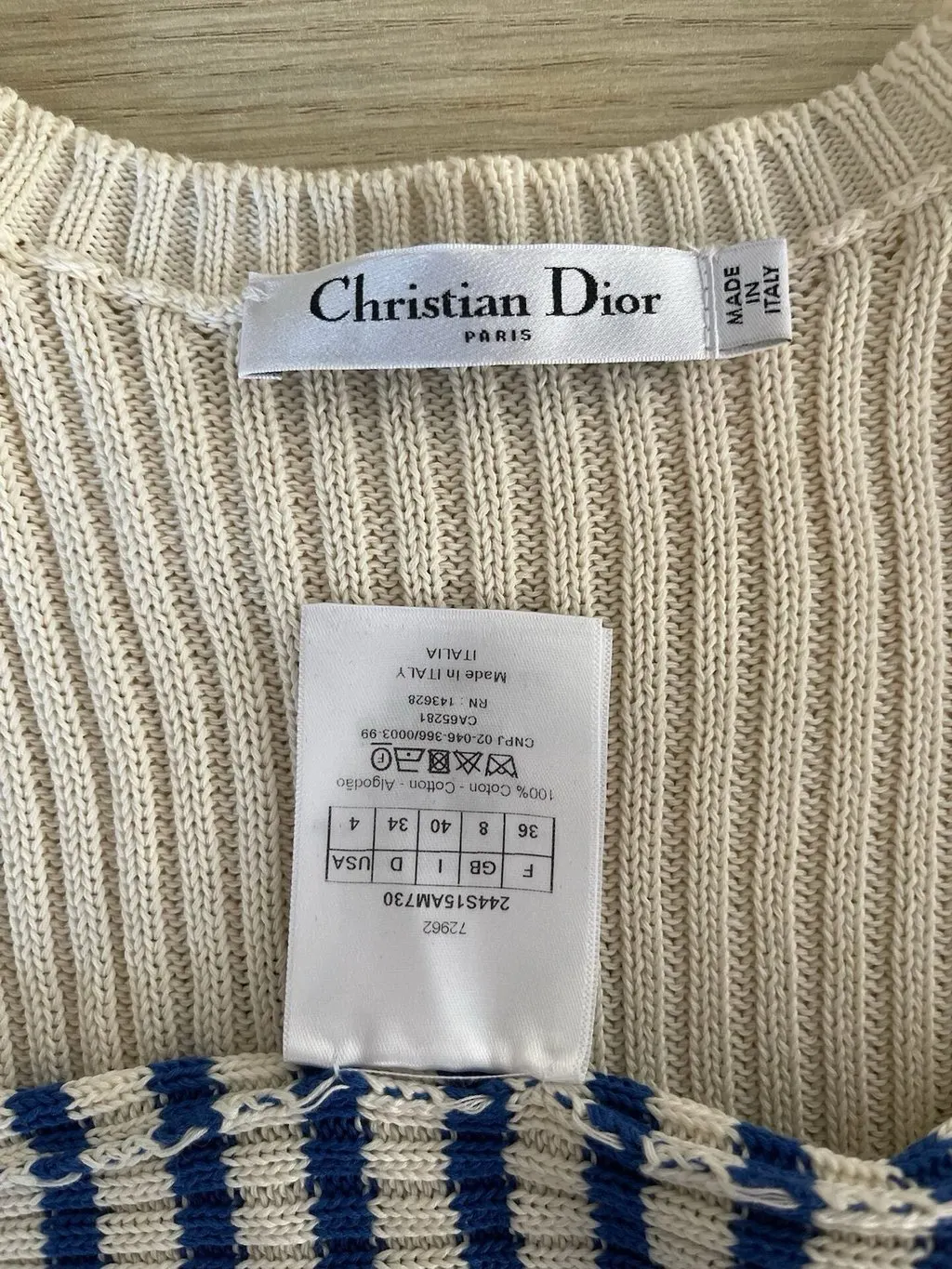 Dior Cotton Knitwear MultiColor Cotton Very good - Inside View