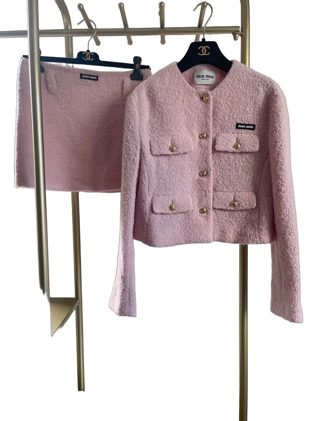 Miu Miu Pink Tweed Jacket Pink Tweed Very good - Front View