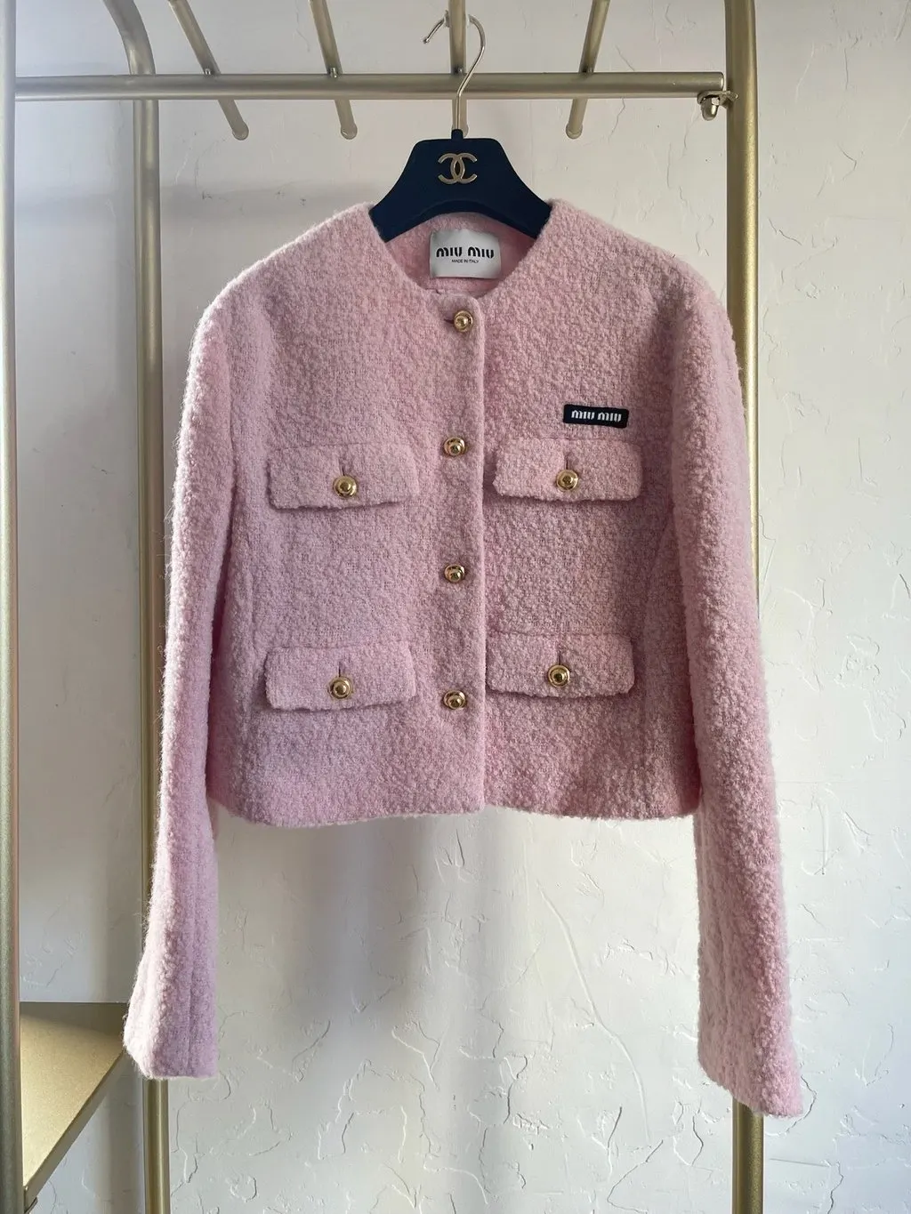 Miu Miu Pink Tweed Jacket Pink Tweed Very good - Back View