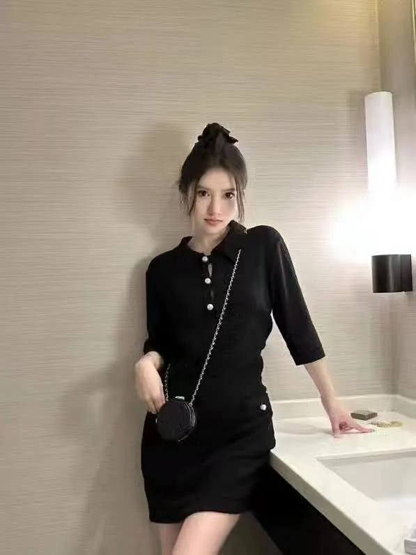 Chanel Black Cotton Dress Black Cotton Very good - Back View