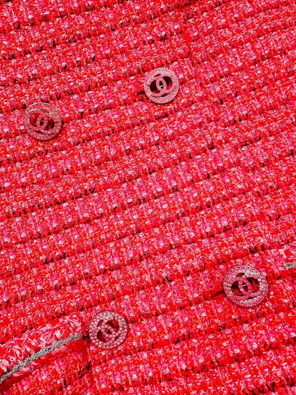 Chanel Red Tweed Coat Red Tweed Very good - Back View
