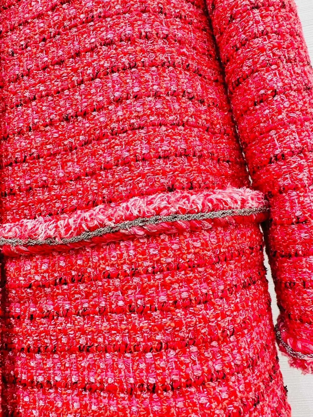 Chanel Red Tweed Coat Red Tweed Very good - Inside View