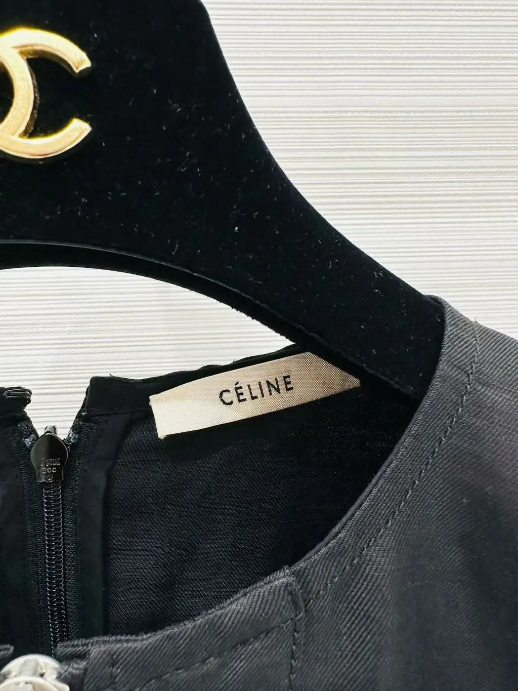 Celine Black Linen Dress Black Linen Very good - Back View