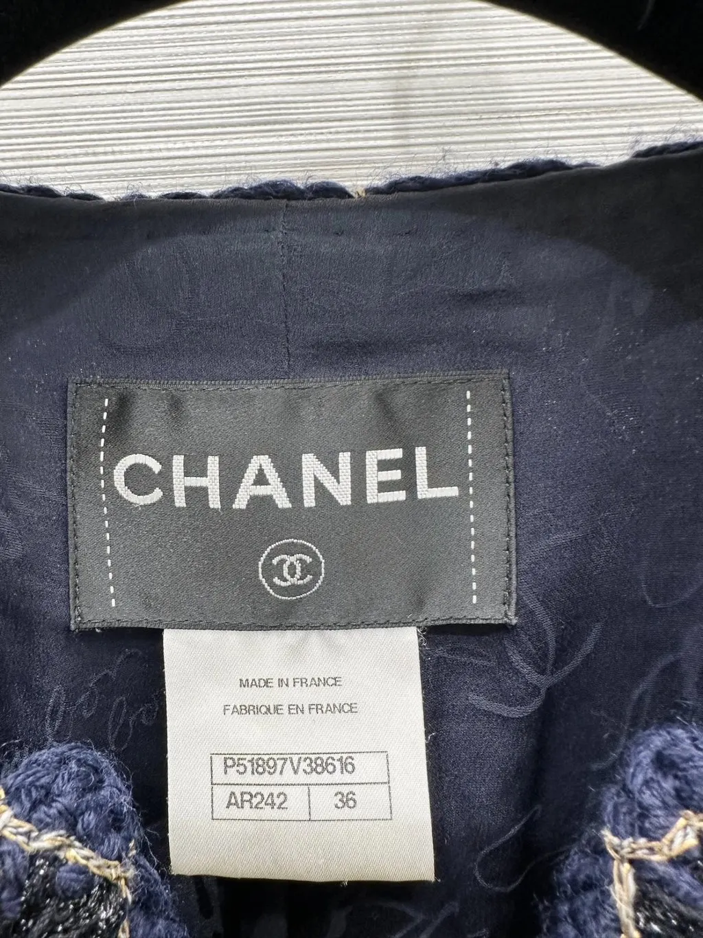 Chanel Navy Tweed Coat Navy Tweed Very good - Back View
