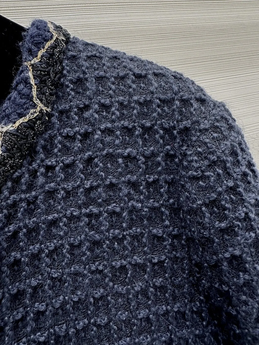 Chanel Navy Tweed Coat Navy Tweed Very good - Inside View