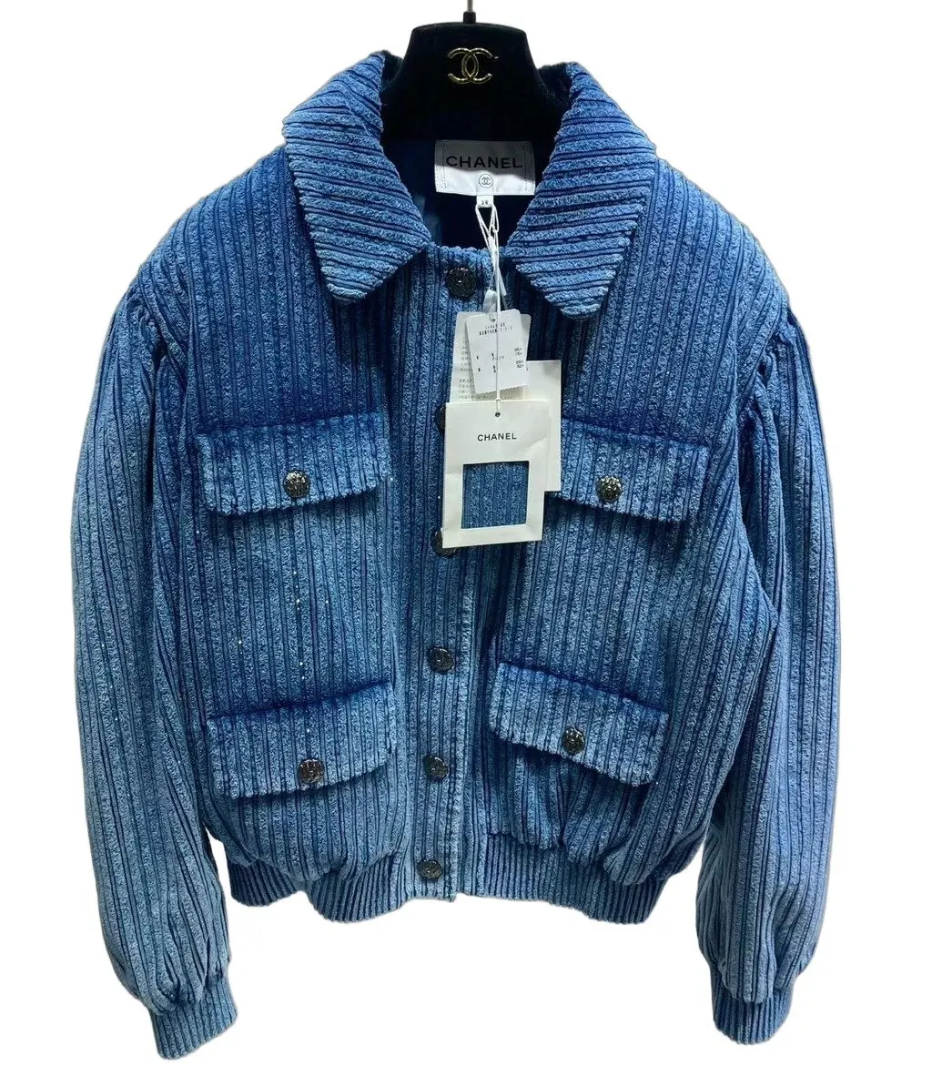Chanel Blue Cotton Jacket Blue Cotton Very good - Front View