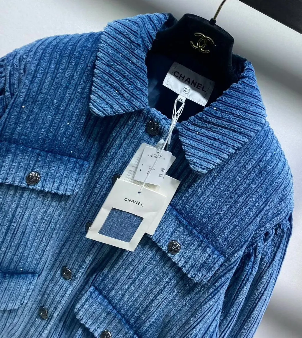 Chanel Blue Cotton Jacket Blue Cotton Very good - Back View