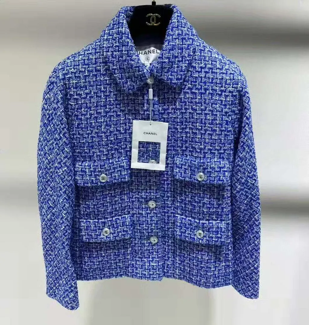 Chanel Blue Tweed Jacket Blue Tweed Very good - Box View