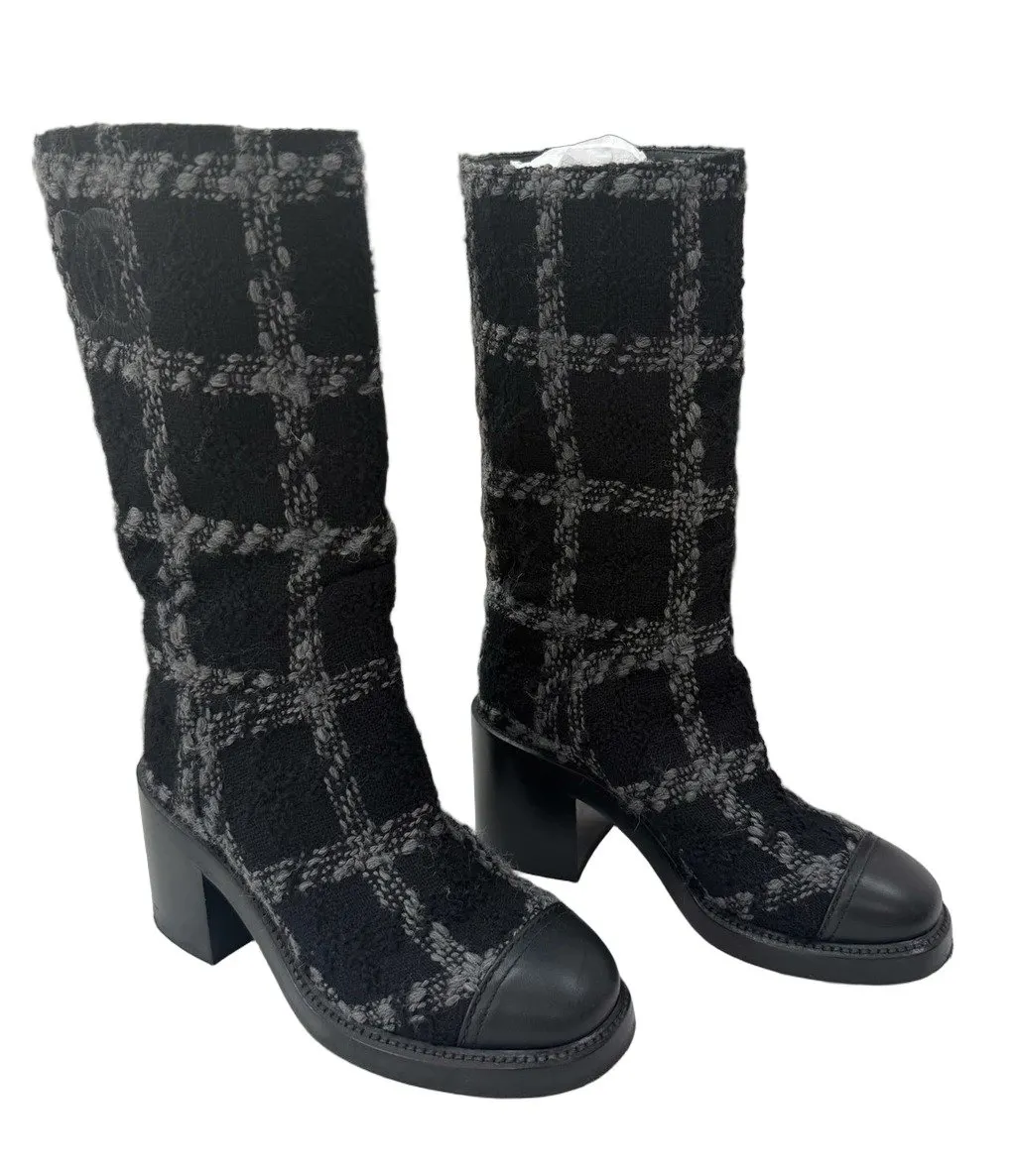 Chanel Tweed Boots