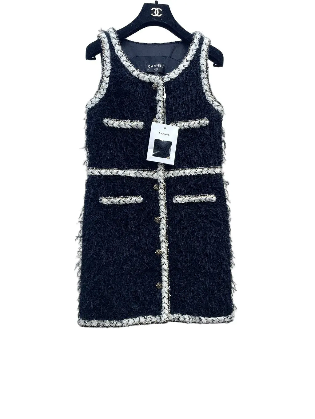 Chanel Black Wool Dress Black Wool Very good - Front View