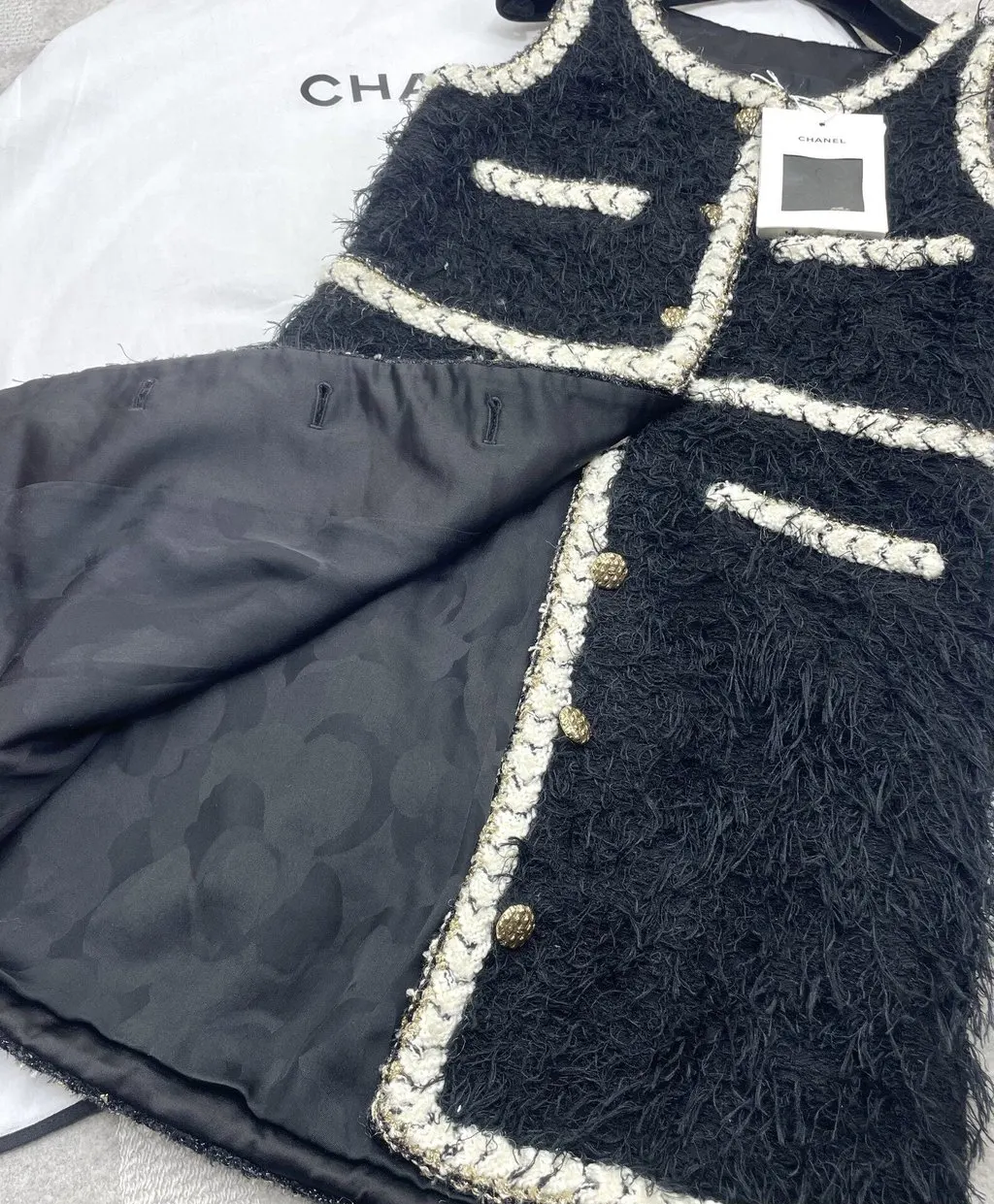 Chanel Black Wool Dress Black Wool Very good - Box View