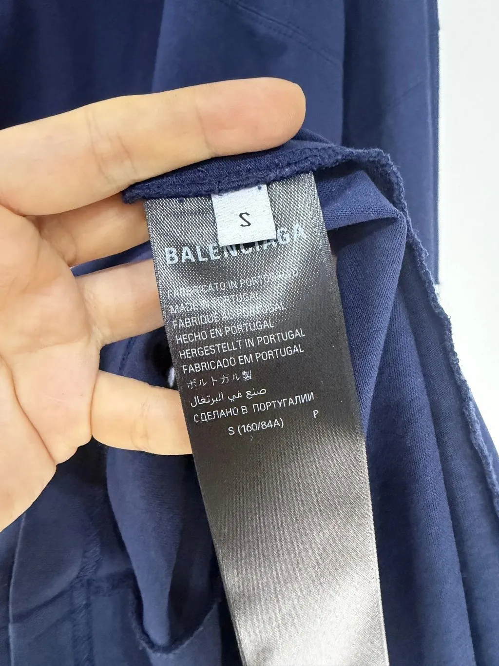Balenciaga Navy Cotton Top Navy Cotton Never worn - Model View