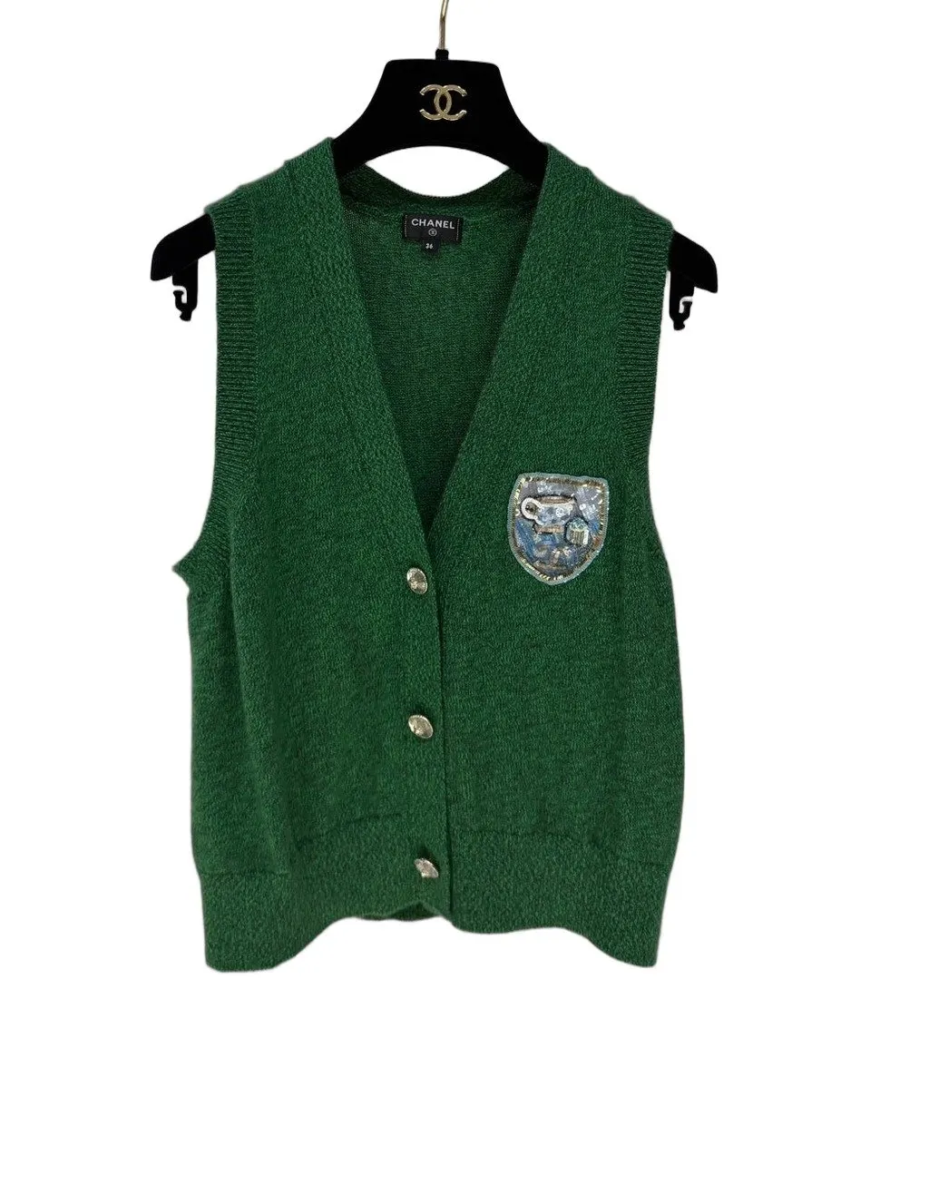 Chanel Green Cashmere Knitwear