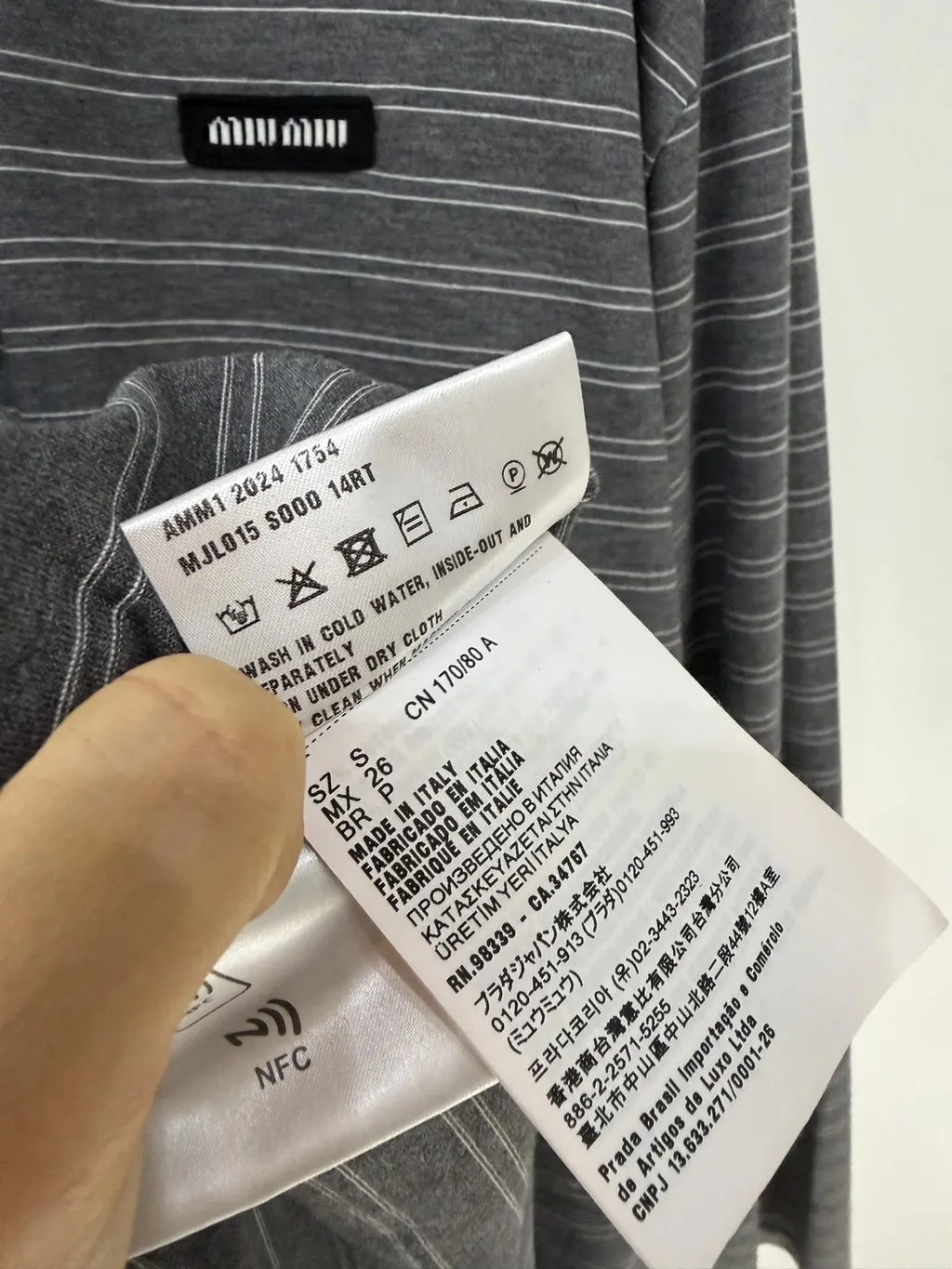 Miu Miu Grey Cotton Top Grey Cotton Very good - Model View