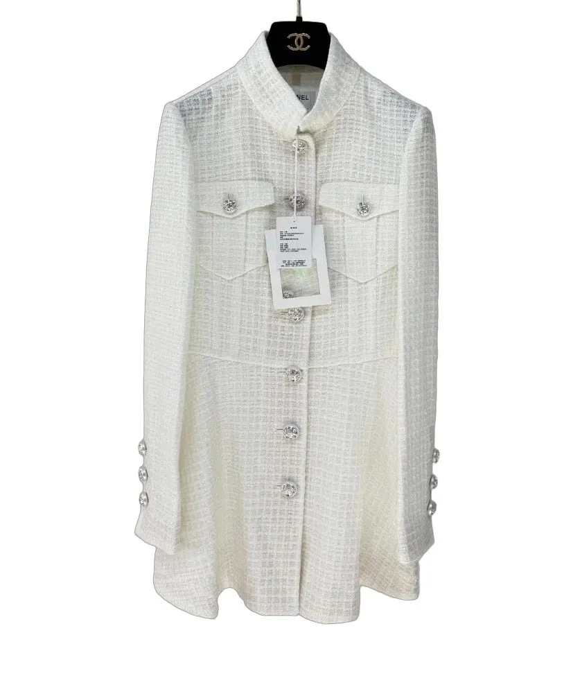 Chanel White Tweed Jacket White Tweed Never worn, with tag - Front View