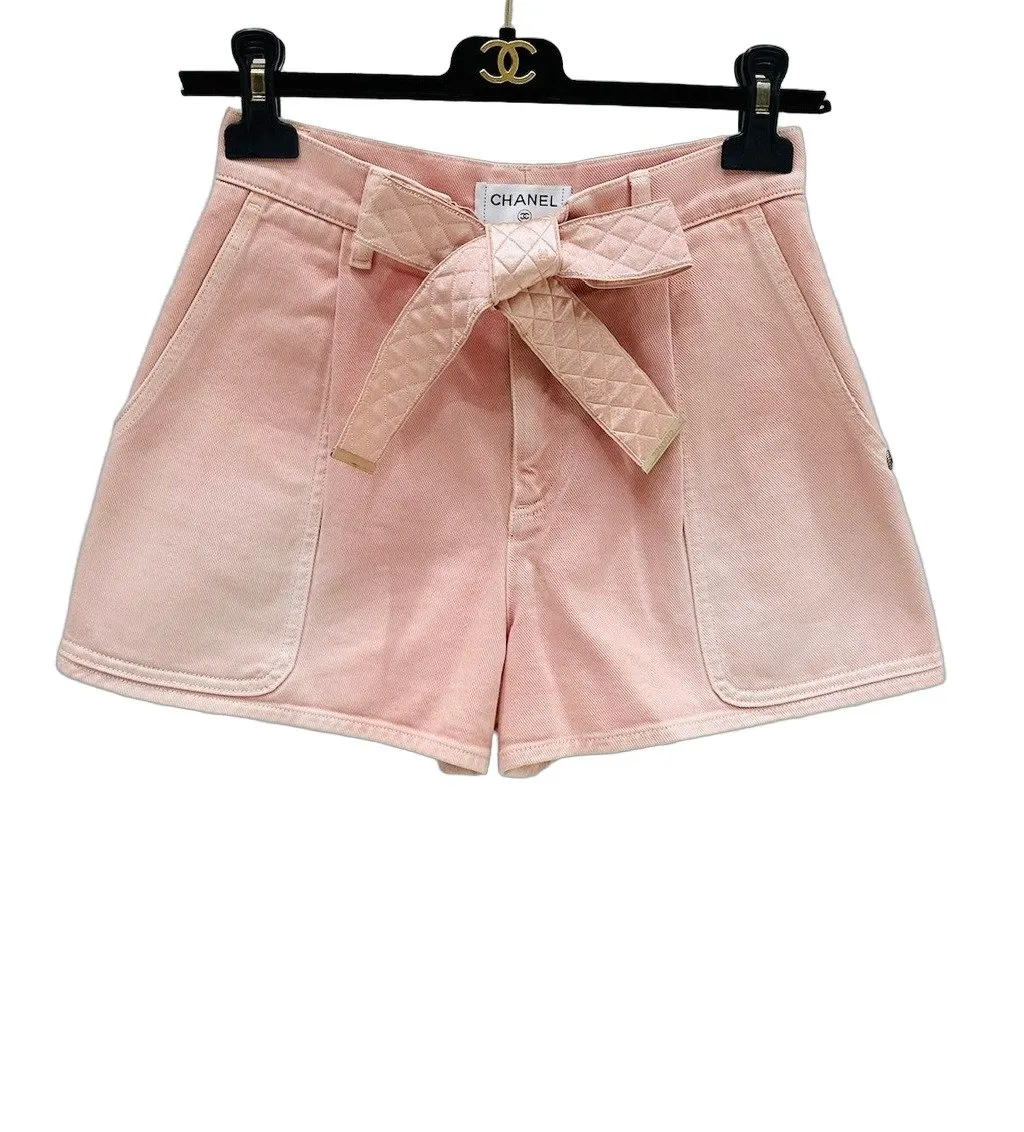 Chanel Pink Cotton Shorts Pink Cotton Very good - Front View