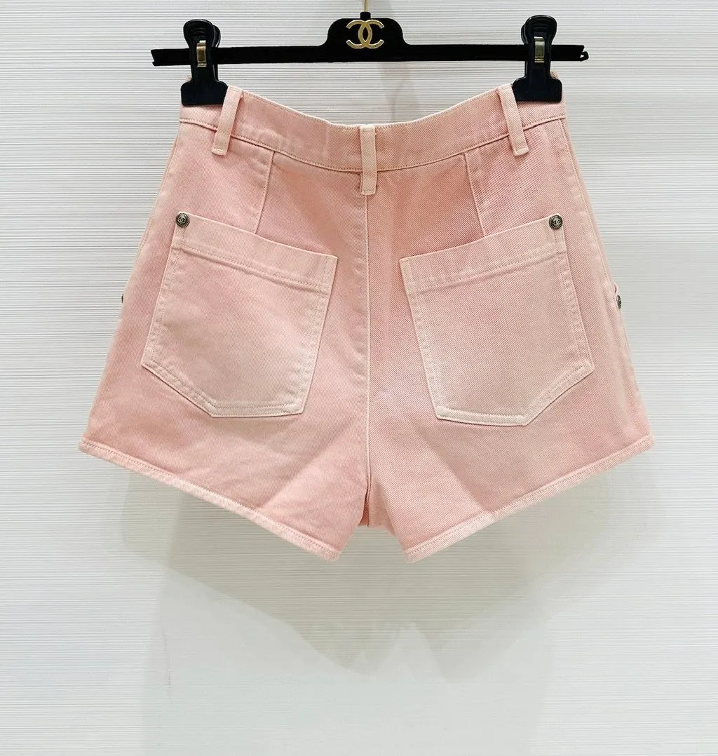 Chanel Pink Cotton Shorts Pink Cotton Very good - Back View