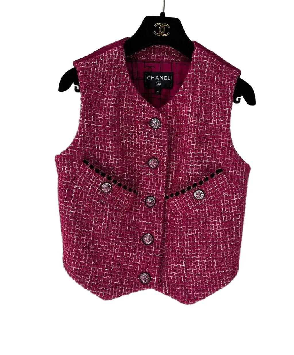 Chanel Tweed Top MultiColor Tweed Very good - Front View