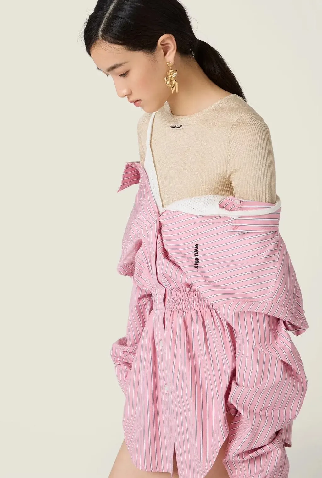 Miu Miu Cotton Dress MultiColor Cotton Very good - Model View
