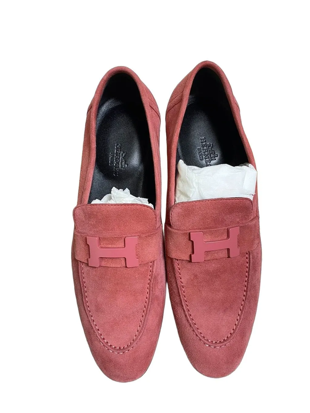 Hermès Pink Suede Flat Shoes