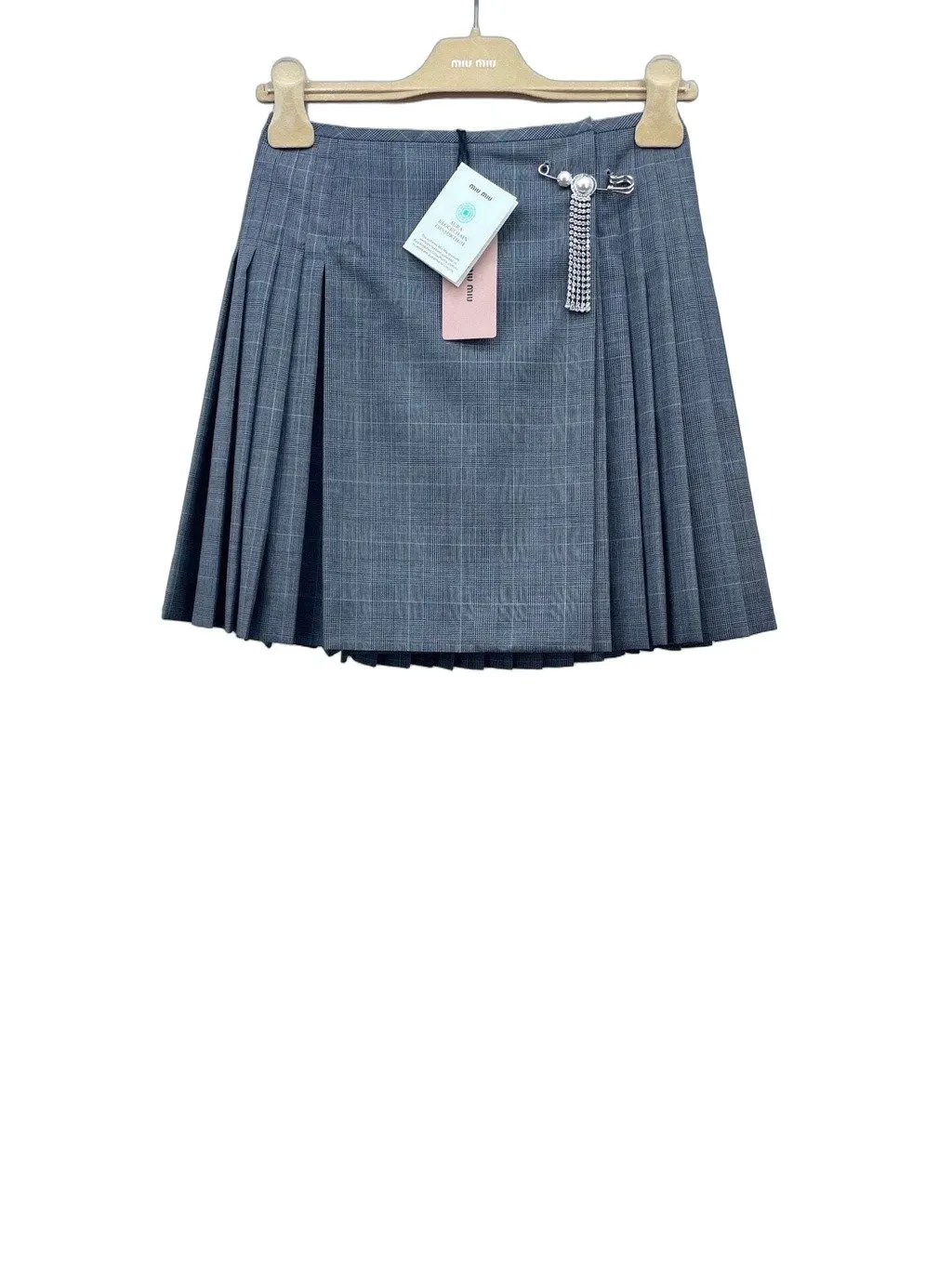 Miu Miu Grey Wool Skirt Grey Wool Very good - Front View