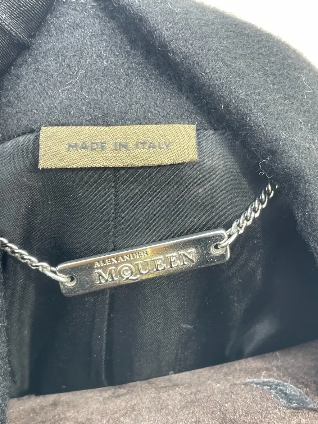 Alexander McQueen Black Cashmere Coat Black Cashmere Very good - Inside View