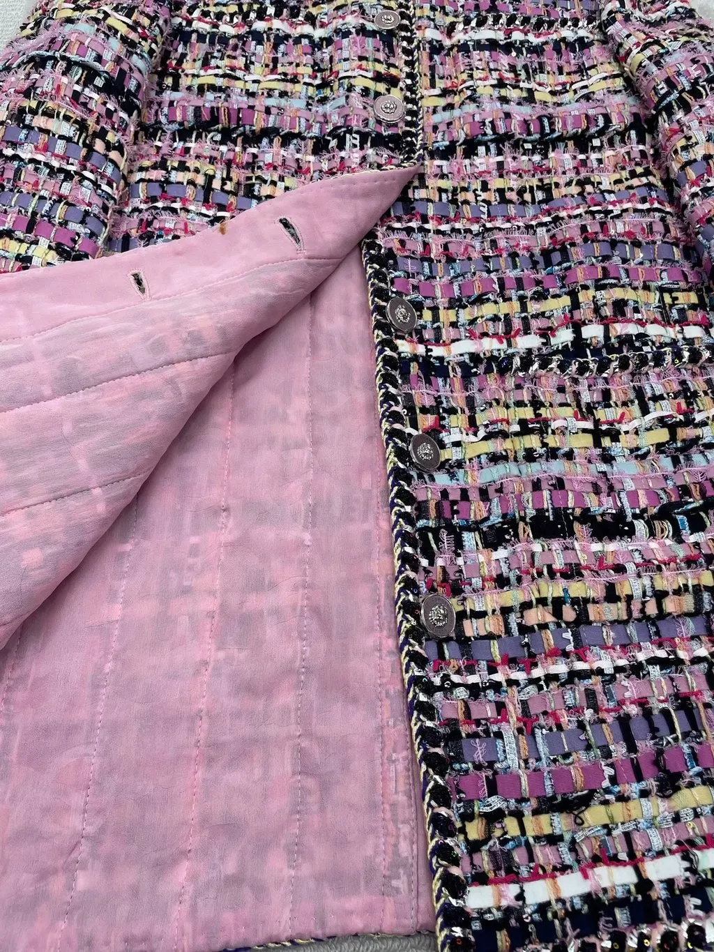 Chanel Tweed Coat MultiColor Tweed Very good - Inside View