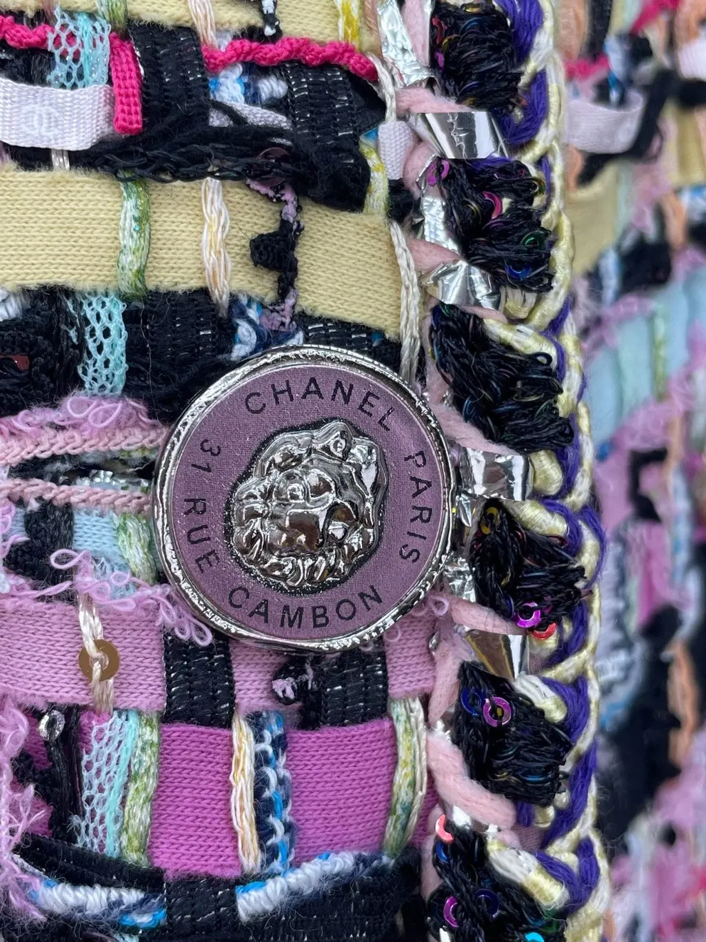 Chanel Tweed Coat MultiColor Tweed Very good - Model View