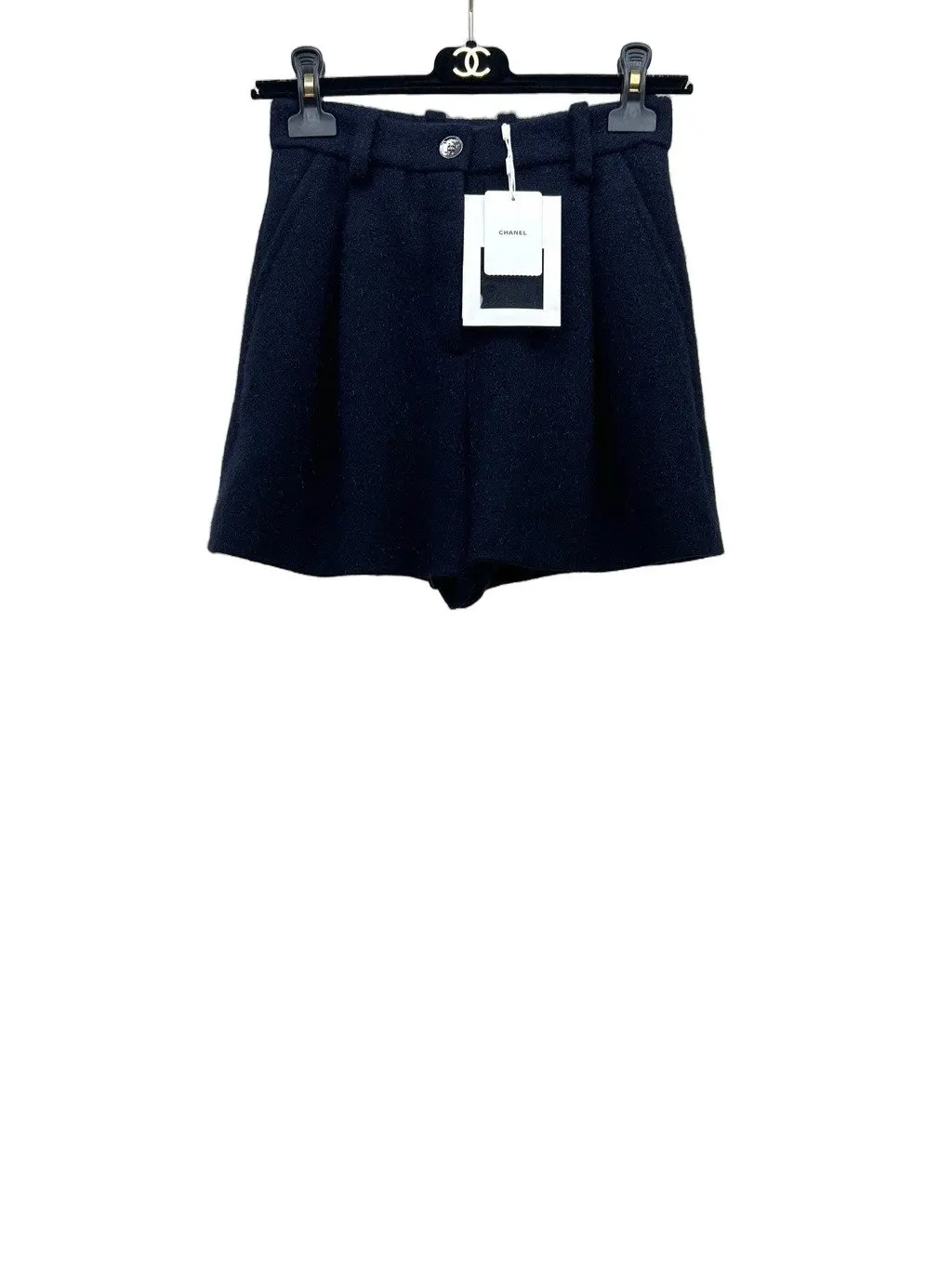 Chanel Navy Wool Shorts
