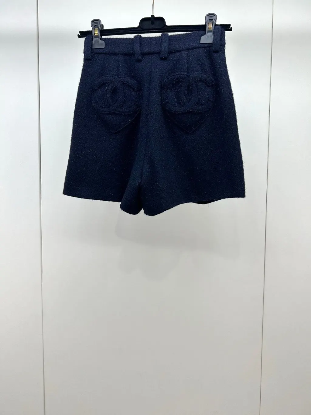 Chanel Navy Wool Shorts Navy Wool Very good - Back View