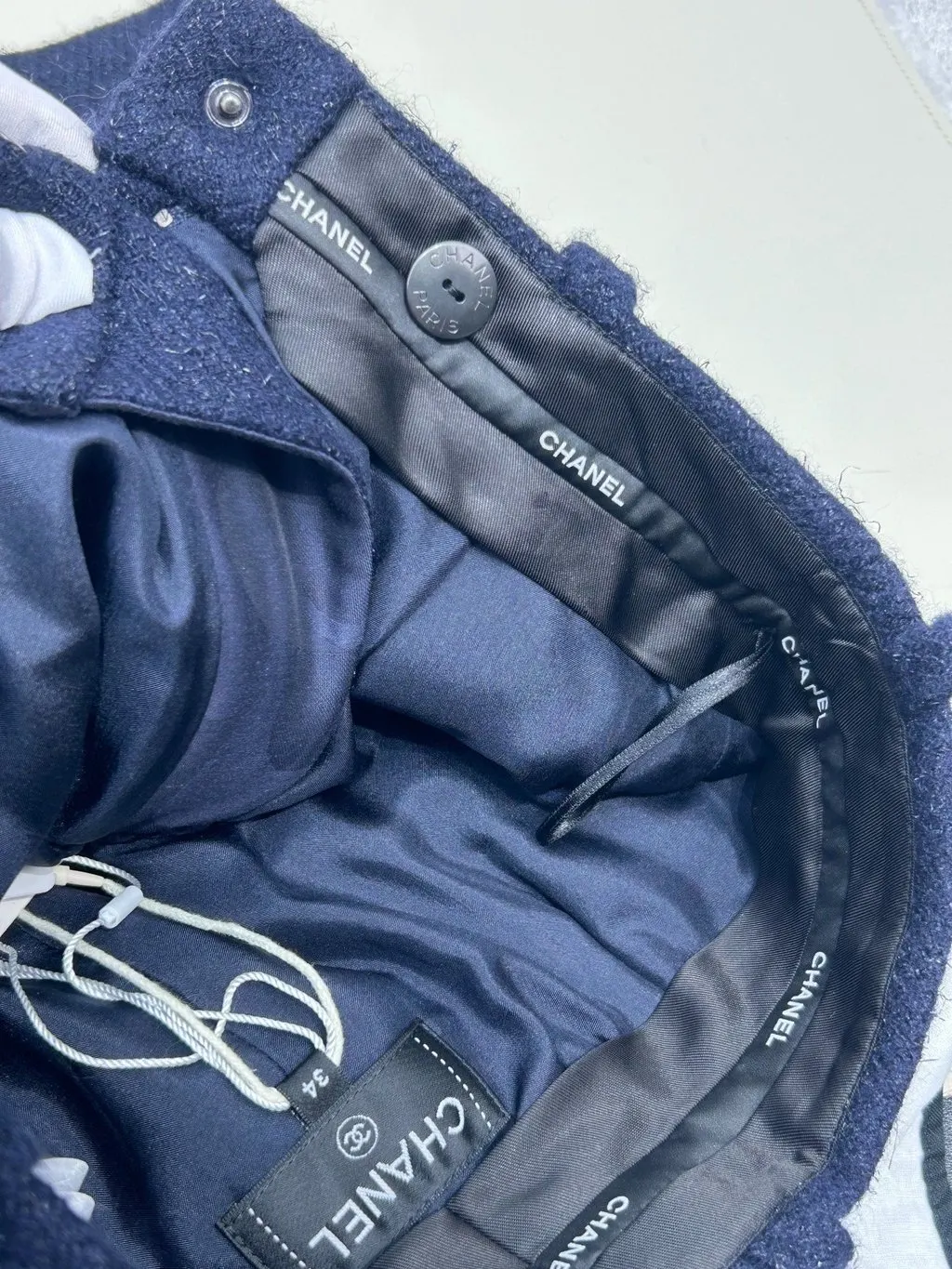 Chanel Navy Wool Shorts Navy Wool Very good - Model View