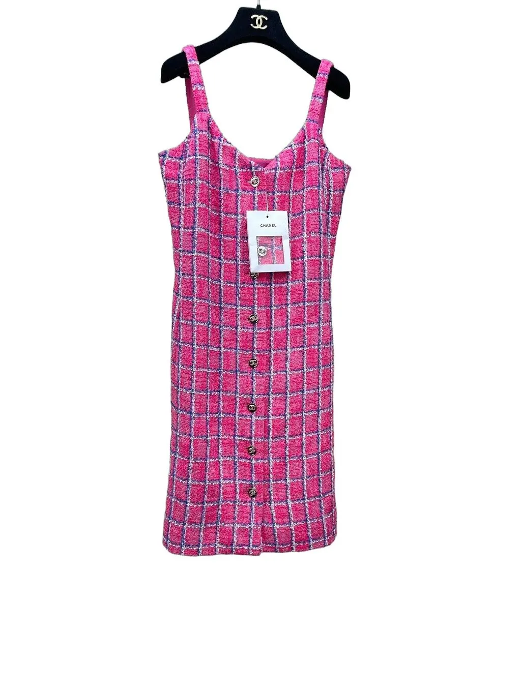 Chanel Pink Tweed Dress Pink Tweed Very good - Front View