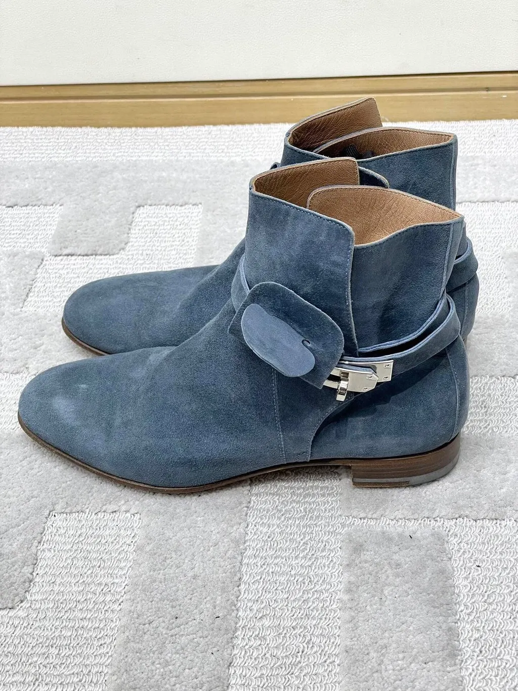 Hermès Kelly Blue Suede Boots Blue Suede Very good - Back View