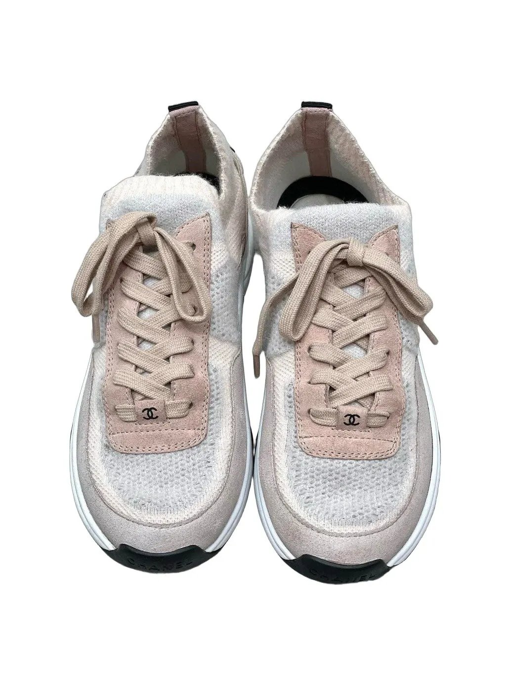 Chanel Pink Fabric Sneakers