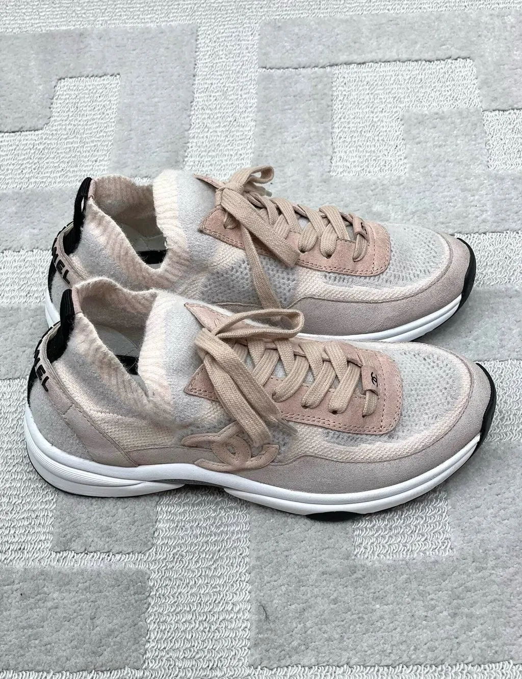 Chanel Pink Fabric Sneakers Pink Very good - Back View