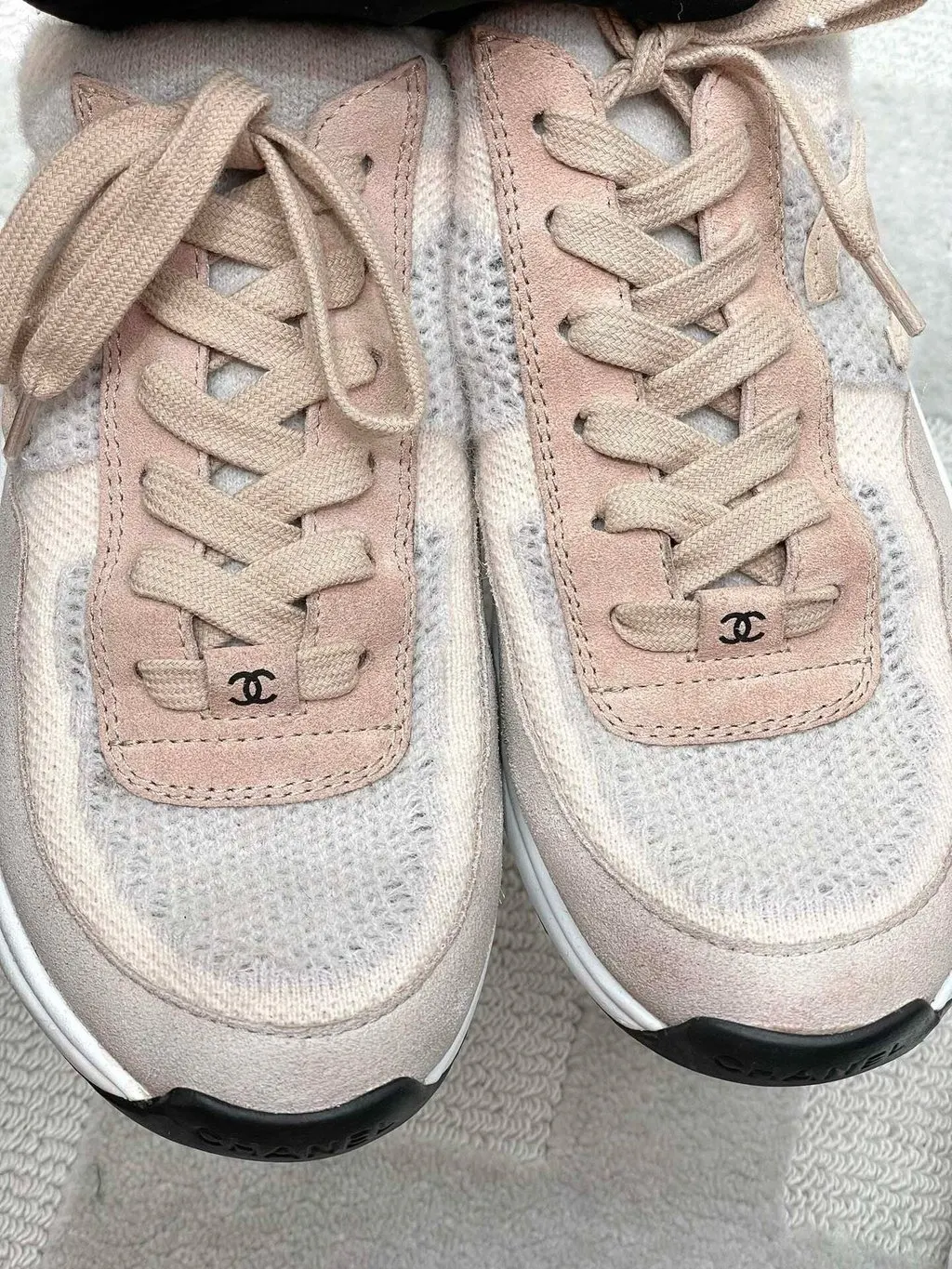 Chanel Pink Fabric Sneakers Pink Very good - Box View