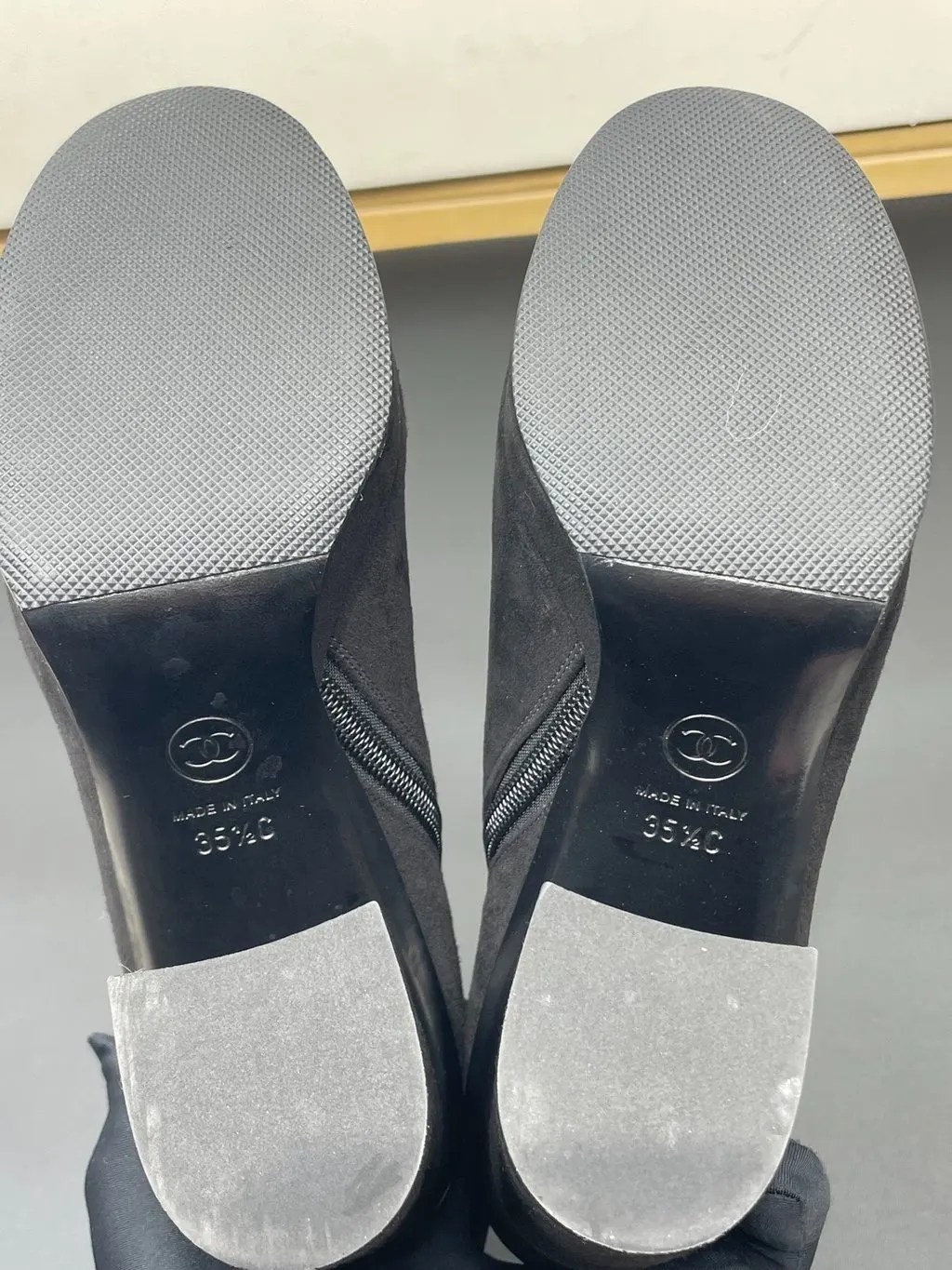 Chanel Black Suede Boots Black Suede Very good - Box View