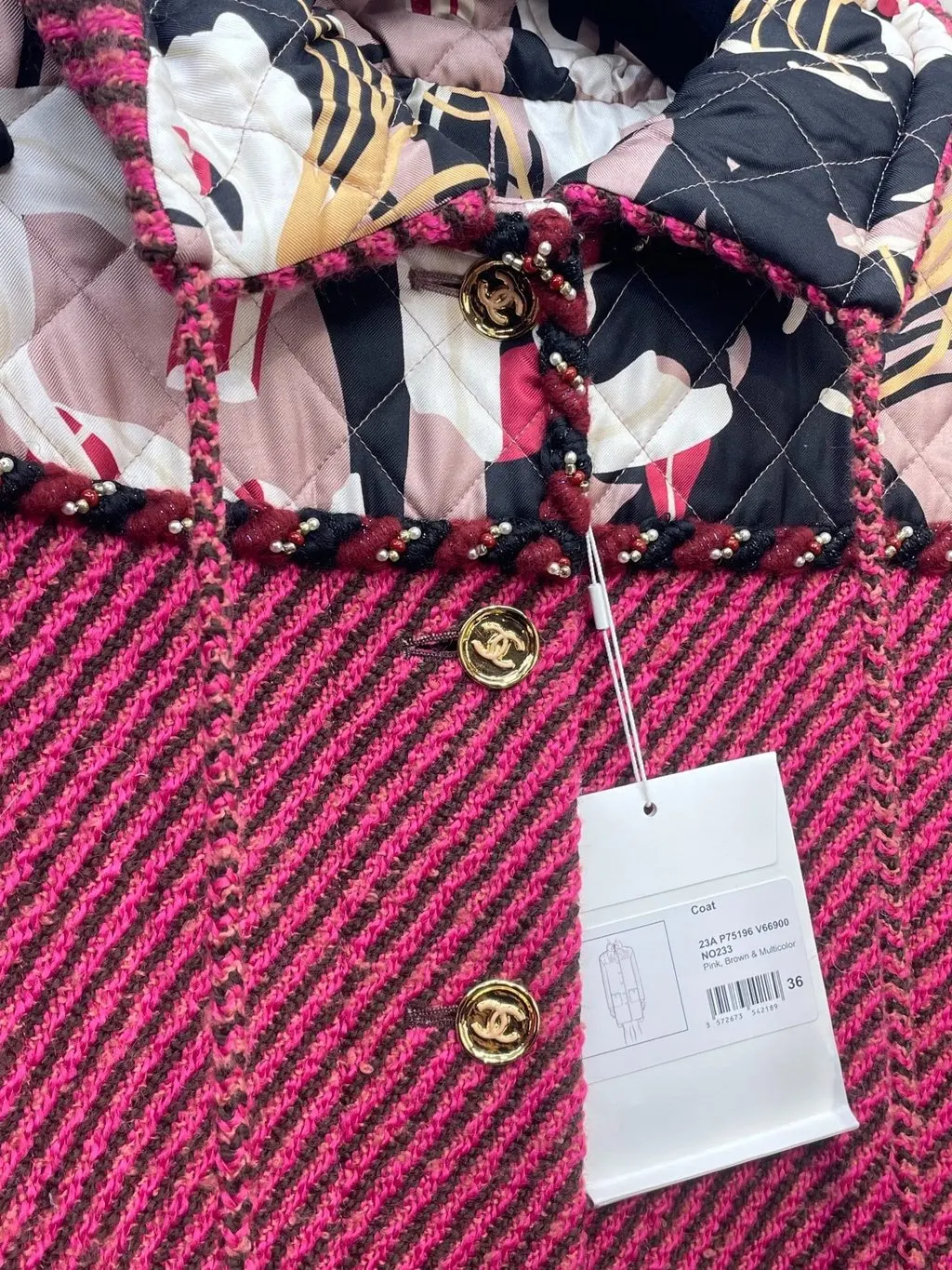 Chanel Tweed Coat MultiColor Tweed Very good - Inside View