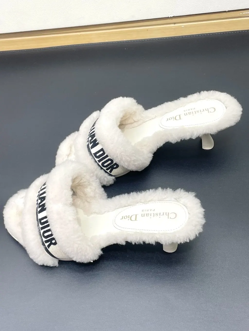 Dior White Shearling Mules White Shearling Very good - Back View