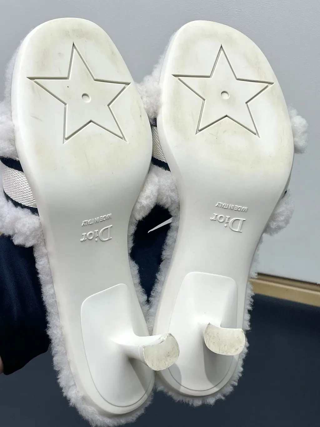 Dior White Shearling Mules White Shearling Very good - Model View