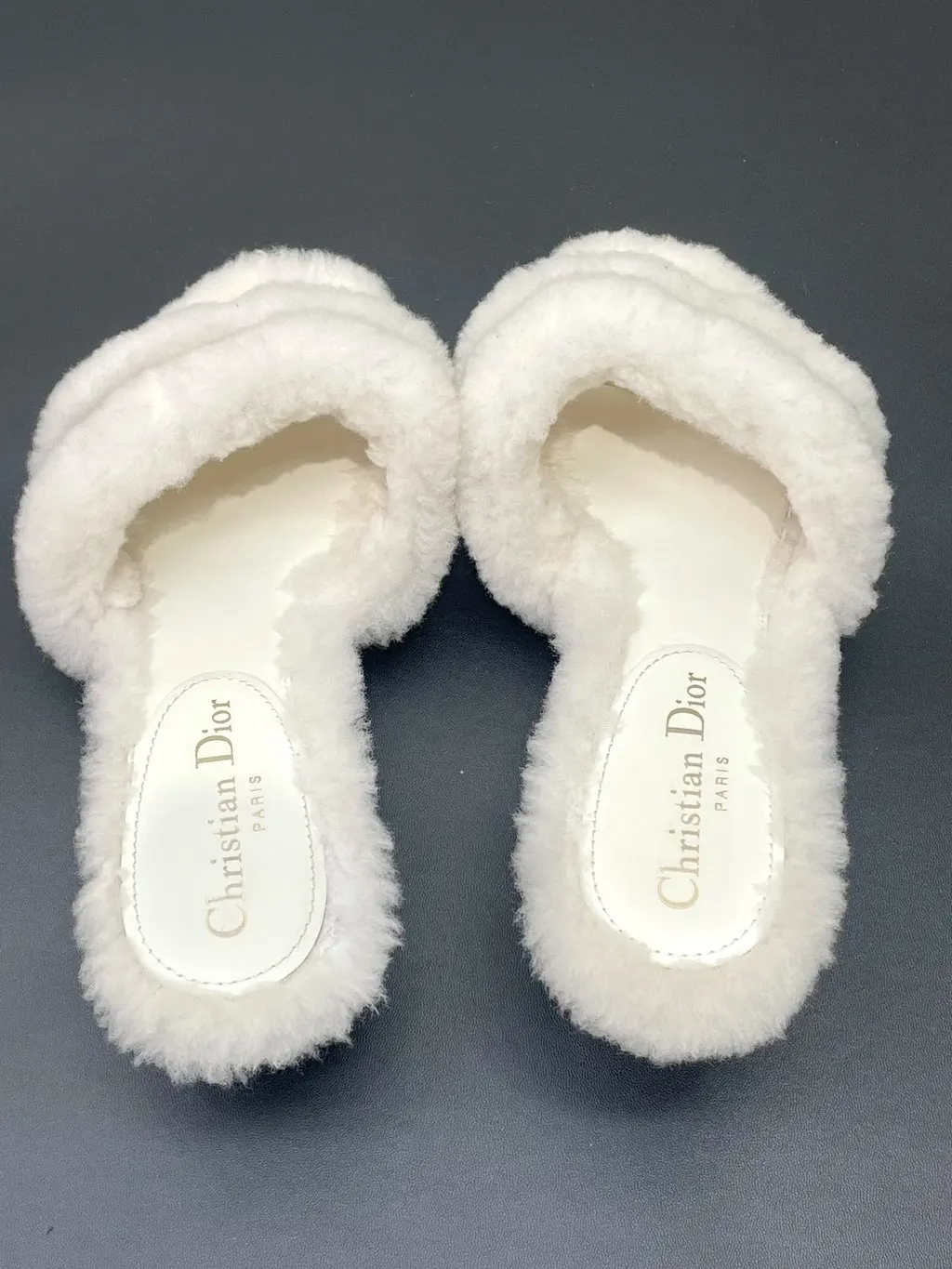 Dior White Shearling Mules White Shearling Very good - Box View