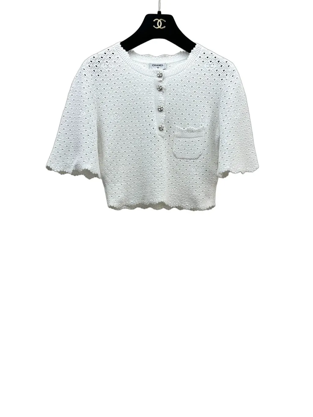 Chanel White Lace Top White Lace Very good - Front View