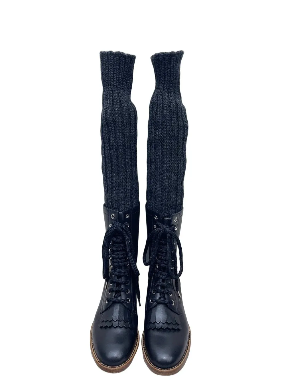 Chanel Black Fabric Boots