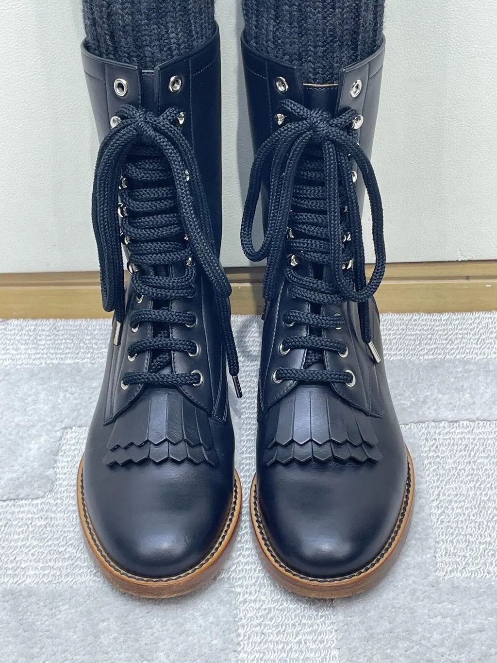 Chanel Black Fabric Boots Black Very good - Back View